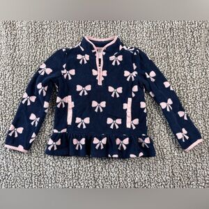 Gymboree Navy and Pink Bow Girls Fleece Quarter Zip size 6